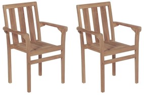 Καρέκλες Κήπου Στοιβαζόμενες 2 τεμ. από Μασίφ Ξύλο Teak