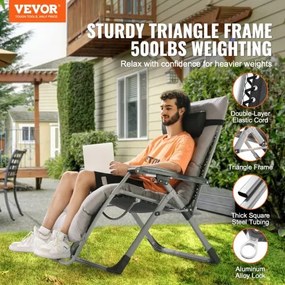 VEVOR Zero Gravity Chair 33" Zero Gravity Recliner Lounge Chair Indoor &amp; Outdoor