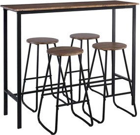 PUB Set Bar Τραπέζι + 4 Σκαμπό, Μέταλλο Βαφή Ανθρακί - Antique Brown   1τμχ
