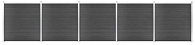 vidaXL Σετ Πάνελ Περίφραξης Μαύρο 872 x 186 εκ. από WPC