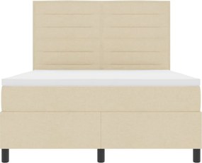 vidaXL Κρεβάτι με ελατήρια με στρώμα Κρεμ 140 x 190 cm ύφασμα