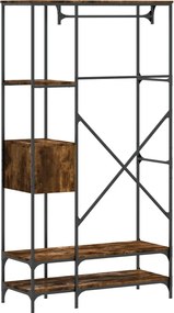 vidaXL Κρεμάστρα Ρούχων με Ράφια Καπνιστή Δρυς από Επεξεργασμένο Ξύλο