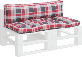 vidaXL Μαξιλάρια Παλέτας 2 τεμ. Γκρι Καρό Υφασμάτινα