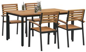 vidaXL Σέτ φαγητού για κήπο 5 pcs Μαύρο και καφέ 150 x 90 x 75 cm
