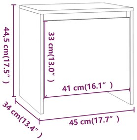 Κομοδίνα 2 τεμ. Λευκά 45 x 34 x 44,5 εκ. από Μοριοσανίδα - Λευκό