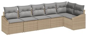 vidaXL Σετ Καναπέ με μαξιλάρι 6 pcs Μπεζ συνθετικό ρατάν