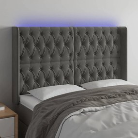 Κεφαλάρι Κρεβατιού LED Σκούρο Γκρι 163x16x118/128εκ. Βελούδινο 3124439