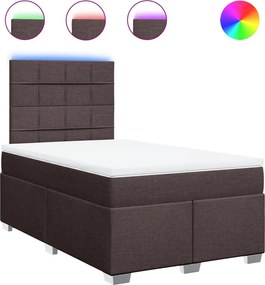 vidaXL Κρεβάτι Boxspring με Στρώμα Σκούρο Καφέ 120x190 εκ Υφασμάτινο