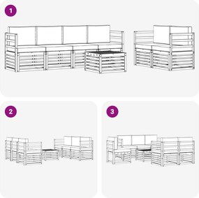 vidaXL Σειρά Καναπέ Εξωτερικού 7 pcs Άσπρο και Ανθρακί Πολυεστέρας