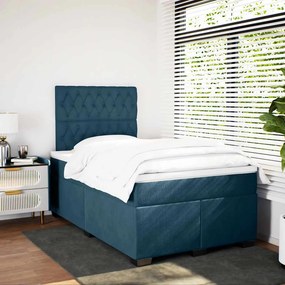 vidaXL Κρεβάτι Boxspring με Στρώμα Μπλε 120x190 εκ. Βελούδινο