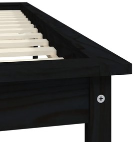 vidaXL Σκελετός Κρεβατιού Μαύρος 150x200εκ Μασίφ Ξύλο Πεύκου King Size