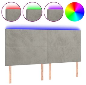 Κεφαλάρι Κρεβατιού LED Ανοιχτό Γκρι 200x5x118/128 εκ. Βελούδινο 3122210