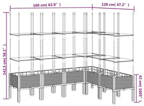 Ζαρντινιέρα Κήπου με Καφασωτό Μαύρο 160 x 120 x 142,5εκ. από PP - Μαύρο