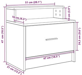 Κομοδίνο με συρτάρι Μαύρη βελανιδιά 51x31x47 cm - Μαύρο