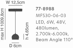 MFS30-06-03 MAGNETIC FLEX  Smart 48V Pendant Module 6W 480Lm Dim 2700K-6000K  Lightings Surface