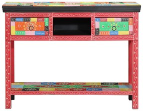 Πολύχρωμο Τραπέζι Κονσόλας 100x30x75 εκ. από Στερεό Ξύλο Μάνγκο