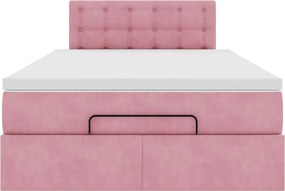 vidaXL Οθωμανικό κρεβάτι με στρώμα ροζ 120x200cm Velvet