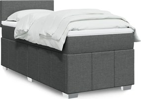 vidaXL Κρεβάτι Boxspring με Στρώμα Σκούρο Γκρι 90x190 εκ. Υφασμάτινο