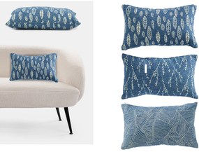 Μαξιλάρι Jacquard Μπλε/Λευκό 100% Πολυεστέρας 30x50cm Σε 3 Σχέδια-06512675