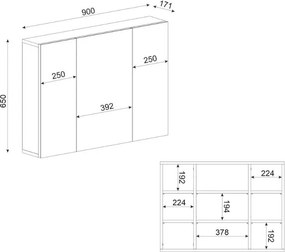 Καθρέπτης μπάνιου Base Μegapap χρώμα λευκό 90x17,1x65εκ.