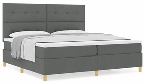 vidaXL Κρεβάτι με ελατήρια με στρώμα Σκούρο γκρι 200 x 200 cm ύφασμα
