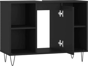 vidaXL Ντουλάπι Μπάνιου Μαύρο 80 x 33 x 60 εκ. από Επεξεργασμένο Ξύλο