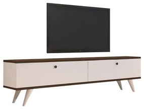 Floxie melamine TV cabinet white-walnut 160x25x35cm 160x35x25 εκ.