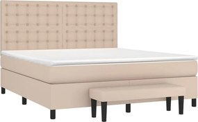 vidaXL Κρεβάτι Boxspring με Στρώμα Καπουτσίνο 160x200εκ.από Συνθ.Δέρμα