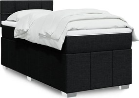 vidaXL Κρεβάτι Boxspring με Στρώμα Μαύρο 100 x 200 εκ. Υφασμάτινο