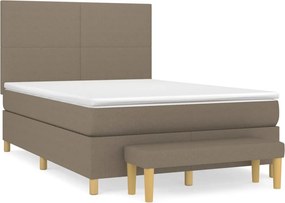 vidaXL Κρεβάτι Boxspring με Στρώμα Taupe 140x190 εκ. Υφασμάτινο