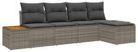 vidaXL σετ καναπέ κήπου  5 τμχ με μαξιλάρια γκρι poly rattan acacia
