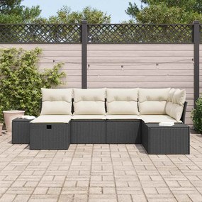 vidaXL Σετ Καναπέ Κήπου 6 pcs Μαύρο 55 x 62 x 69 εκ Πολυ ράταν