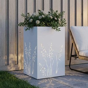 vidaXL Γλάστρα Κήπου Λευκό 50 x 50 x 75 cm Ψυχρής έλασης χάλυβας