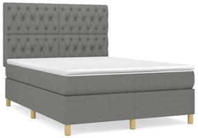 ΚΡΕΒΑΤΙ BOXSPRING ΜΕ ΣΤΡΩΜΑ ΣΚΟΥΡΟ ΓΚΡΙ 140X200 ΕΚ ΥΦΑΣΜΑΤΙΝΟ 3142578