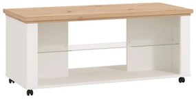 Τραπεζάκι Σαλονιού Valencia Λευκό - Artisan Oak - Λευκό Μάτ 114,5x50,5x49 εκ. 114.5x50.5x49 εκ.