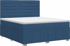 vidaXL Κρεβάτι box spring με στρώμα Μπλε 140 x 200 cm Ύφασμα