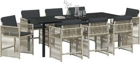 vidaXL Σέτ φαγητού για κήπο 9 pcs Ανοιχτό γκρι
