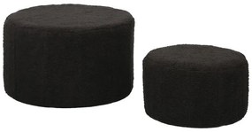 Σκαμπό - Πουφ Gabello σετ 2 τεμ ύφασμα μπουκλέ μαύρο Φ44x26.5εκ 44x44x26.5 εκ.