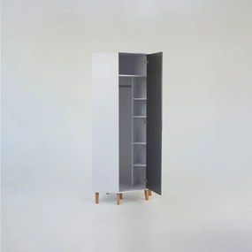 Γωνιακή Ντουλάπα Timmy Λευκό-Γραφίτη-Γκρι 71.3x71.3x199cm