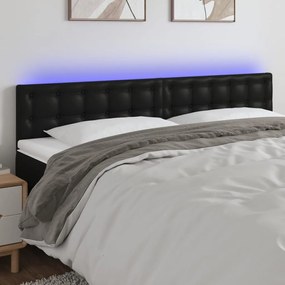 Κεφαλάρι Κρεβατιού LED Μαύρο 200x5x78/88 εκ. Συνθετ. Δέρμα 3121720