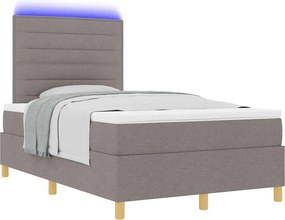 vidaXL LED Κρεβάτι με βάθρο με στρώμα Taupe 120 x 190 cm ύφασμα