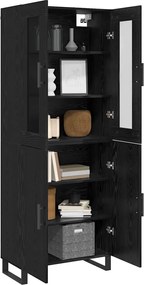 vidaXL Highboard 2 pcs Μαύρη δρυς Επεξεργασμένο ξύλο