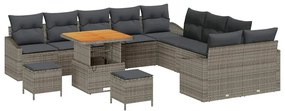 vidaXL Σετ Καναπέ Κήπου με μαξιλάρι 13 pcs Γκρι Πολυ ράταν