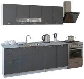 ΣΥΝΘΕΣΗ ΚΟΥΖΙΝΑΣ NIKLAUS ΜΕΛΑΜΙΝΗ ΓΚΡΙ ΜΕ ΠΑΓΚΟ ΛΕΥΚΟ HM2438.10 120x46-29,2 εκ.