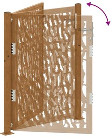 Πύλη κήπου 105x130 cm από διαβρωμένο χάλυβα με σχεδιασμό ίχνους - Καφέ