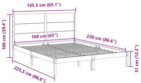 ΠΛΑΙΣΙΟ ΚΡΕΒΑΤΙΟΥ ΜΑΚΡΥ ΧΩΡΙΣ ΣΤΡΩΜΑ 160X220 ΕΚ ΜΑΣΙΦ ΞΥΛΟ 3309287