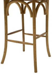 Σκαμπό μπαρ Reid ξύλο ανοιχτό καρυδί-έδρα καφέ rattan 45x52x116 εκ.