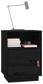 vidaXL Κομοδίνα 2 τεμ. Μαύρα40x34x55 εκ. από Μασίφ Ξύλο Πεύκου