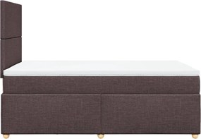 vidaXL Κρεβάτι Boxspring με Στρώμα Σκούρο Καφέ 120x190 εκ Υφασμάτινο