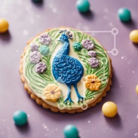 Σετ των 2 Intra Συλλεκτικό Ξύλινο Παζλ Plywood 4mm - Μπισκότο Peacock με μπλε και κίτρινα χρώματα Σε Ξύλινο Κουτί - Διαστάσεις: 10x10 cm – 25 κομμάτια